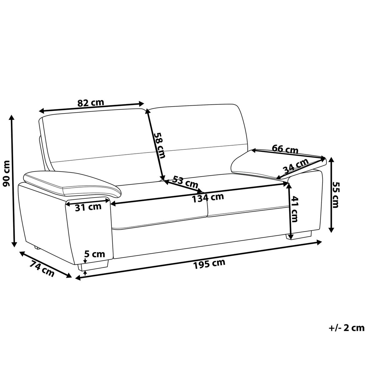 3-SITZER-SOFA Kunstleder goldbraun Vogar - Braun, Kunststoff (195/90/74cm) - Beliani