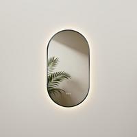 BADSPIEGEL oval mit LED-Beleuchtung 50 x 90 cm Antibeschlag Schwarz - Schwarz, Glas (90/50/3cm) - EMKE
