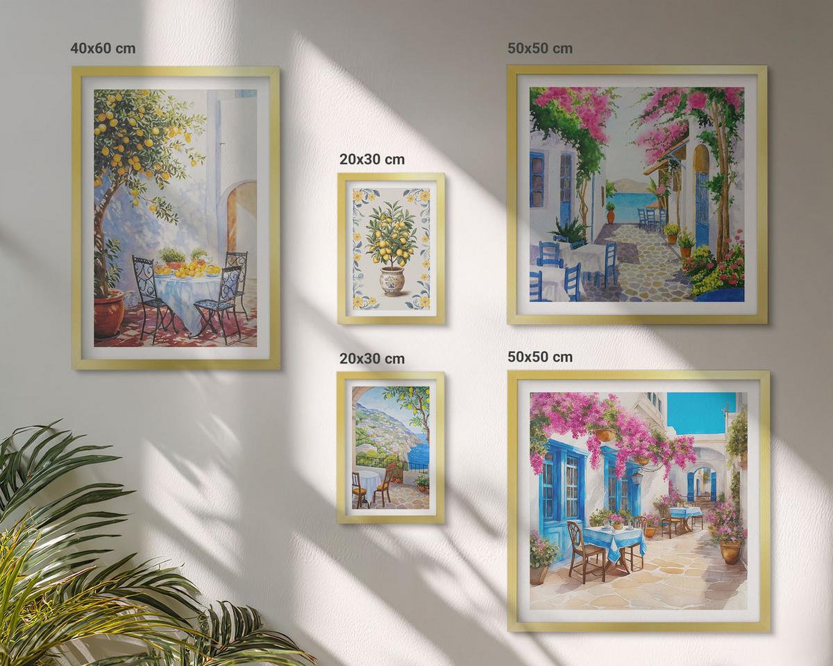 BILDER SET 5er Set - 50x50 cm & 20x30 cm & 40x60 cm Goldrahmen - Berglandschaften mit einem Fluss - Goldfarben, Kunststoff (40/60cm) - TULUP
