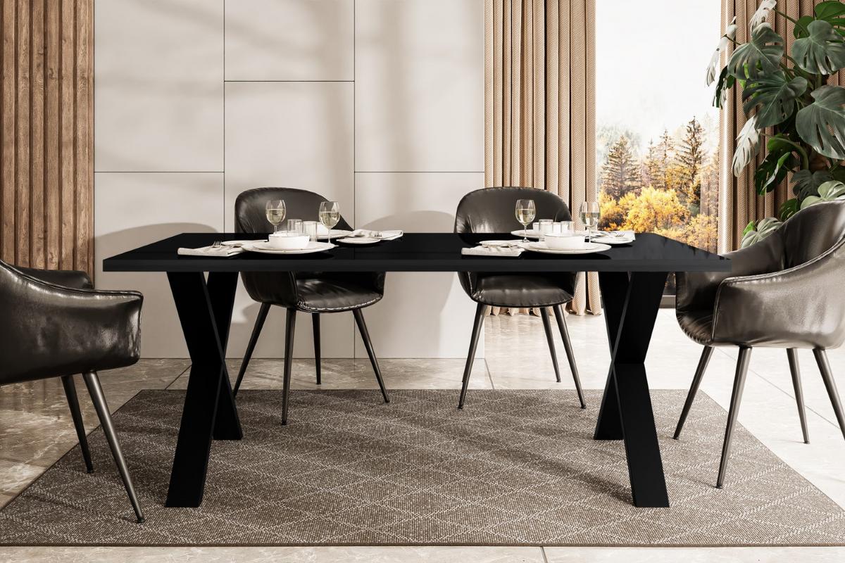 ESSTISCH 160x90x75 cm - Schwarz Hochglanz / Schwarz- KLYN X - Schwarz Hochglanz, Holzwerkstoff (160/90/75cm) - ALTDECOR