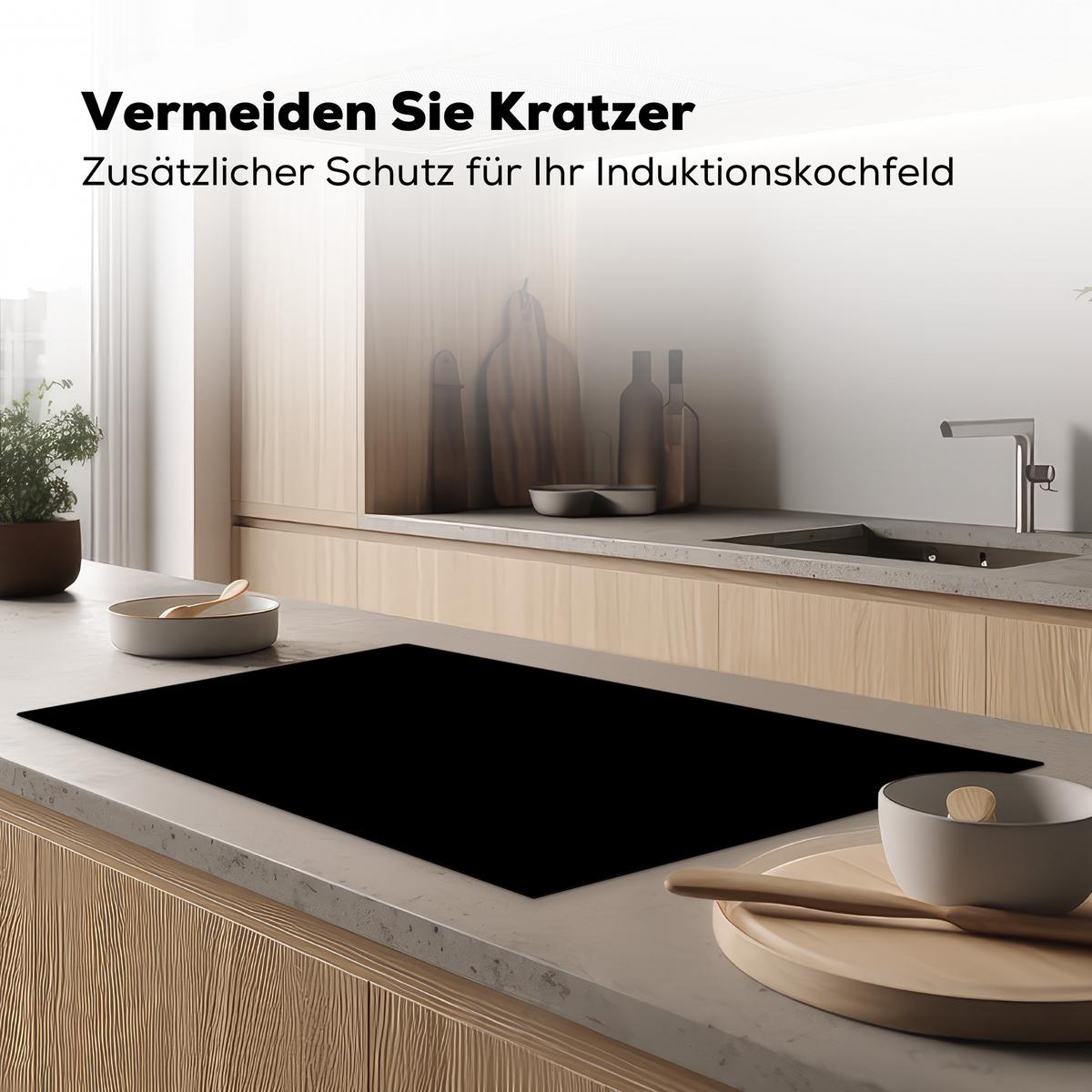 HERDABDECKPLATTE Schwarz - Einfarbig Induktionsschutz 91.6x52.7 cm - Schwarz, Kunststoff (91.6/52.7/0.2cm) - MuchoWow