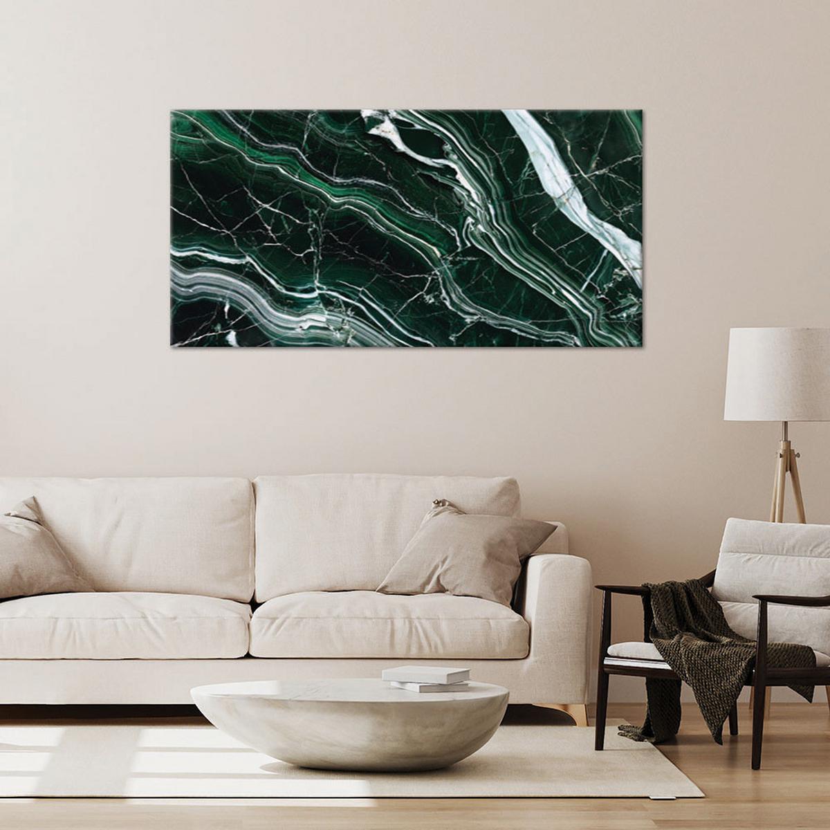 LEINWANDBILD Grüner Smaragd-Marmorstein 80x40cm - Grün, Textil (80/40cm) - Feeby