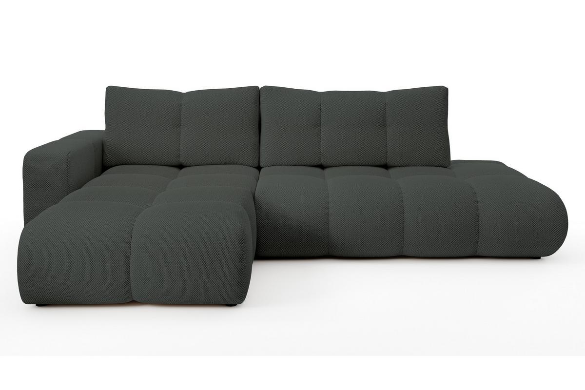 ECKSOFA L Form Hosio Dunkelgrau 286/177/88 cm Links mit Schlaffunktion - Dunkelgrau/Schwarz, Kunststoff/Textil (177/286cm) - AX Living