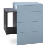 NACHTTISCH Queens Front in Denim matt - Pastellblau, Holzwerkstoff (60/63/36cm) - Vladon