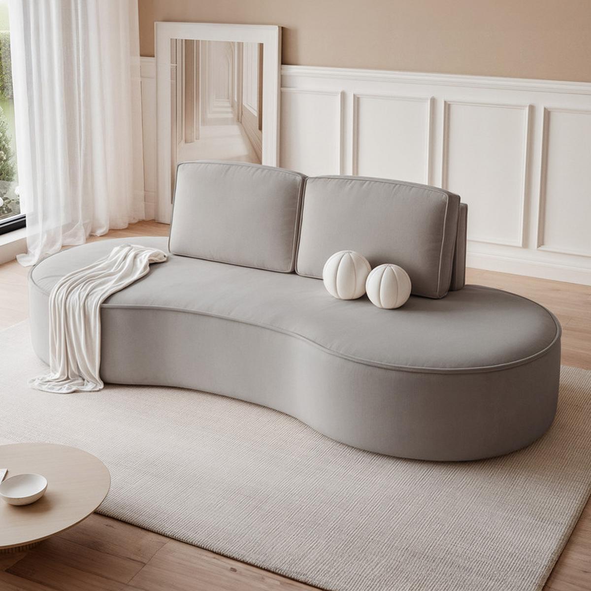 2-SITZER-SOFA SOFIA Veloursstoff in Grau - Grau, Holzwerkstoff/Kunststoff (234/88/101cm) - Idohome