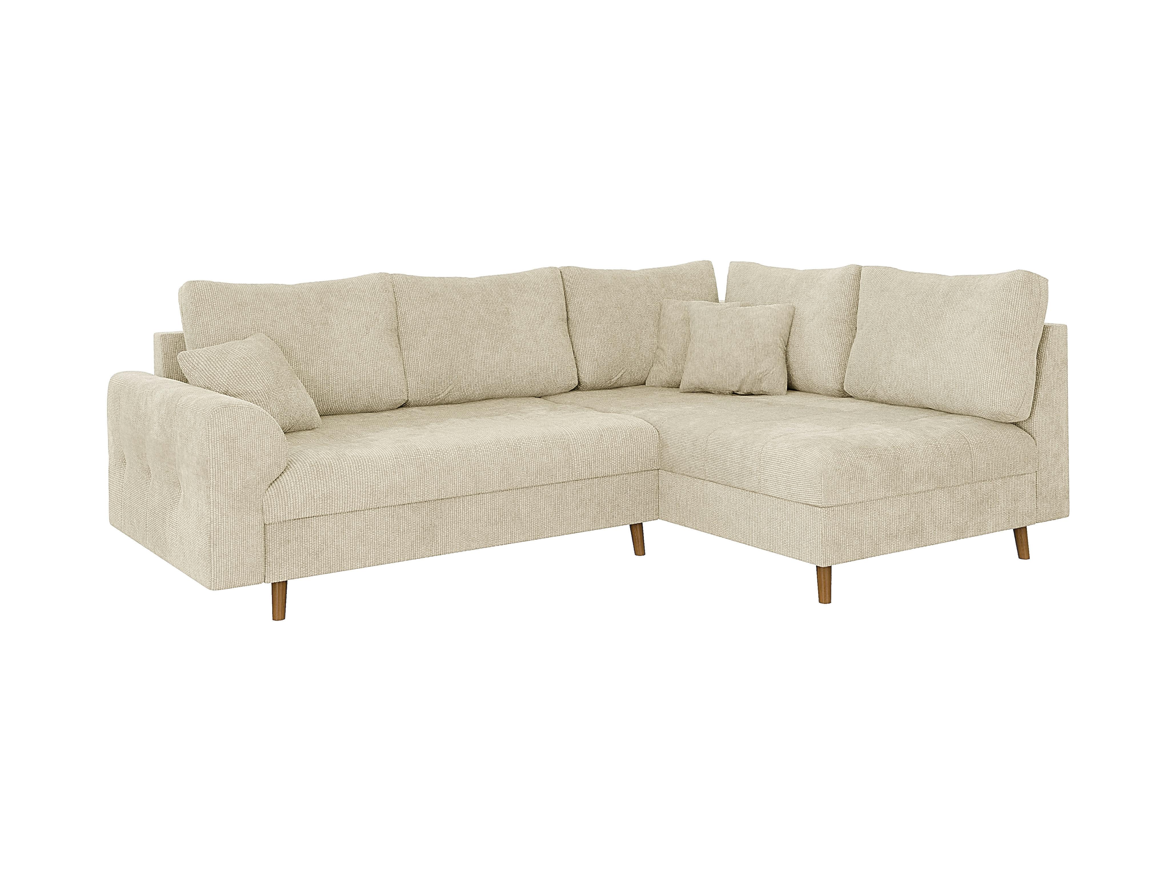 ECKSOFA Sigurd Beige Chenille - Ottomane rechts - Beige/Braun, Holz/Textil (231/161cm) - S-Style Möbel