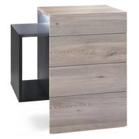 NACHTTISCH Queens Front in Eiche Nordic - Silbereichenfarben, Holzwerkstoff (60/63/36cm) - Vladon