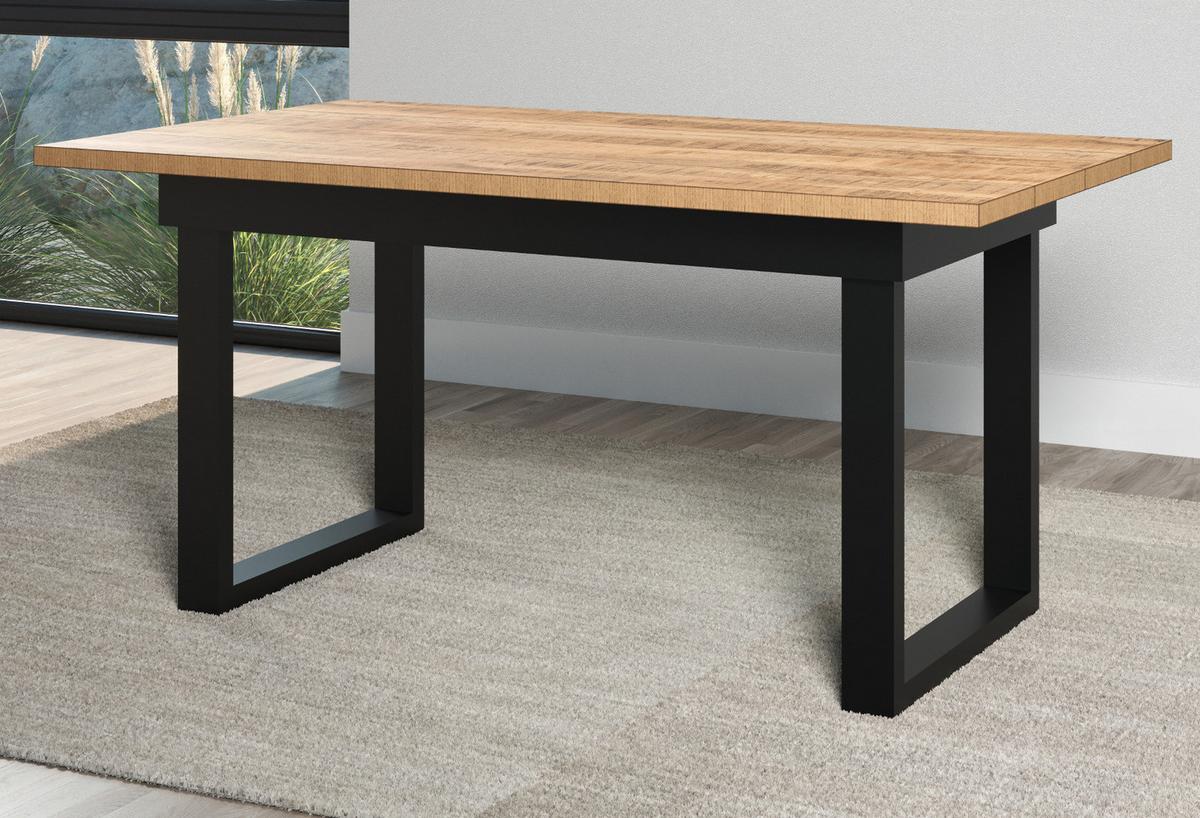 ESSTISCH Mango, schwarz 160 x 90 cm, Küchentisch in modernem Design - Schwarz/Naturfarben, Holzwerkstoff/Metall (90/160/76cm) - Top.Furn