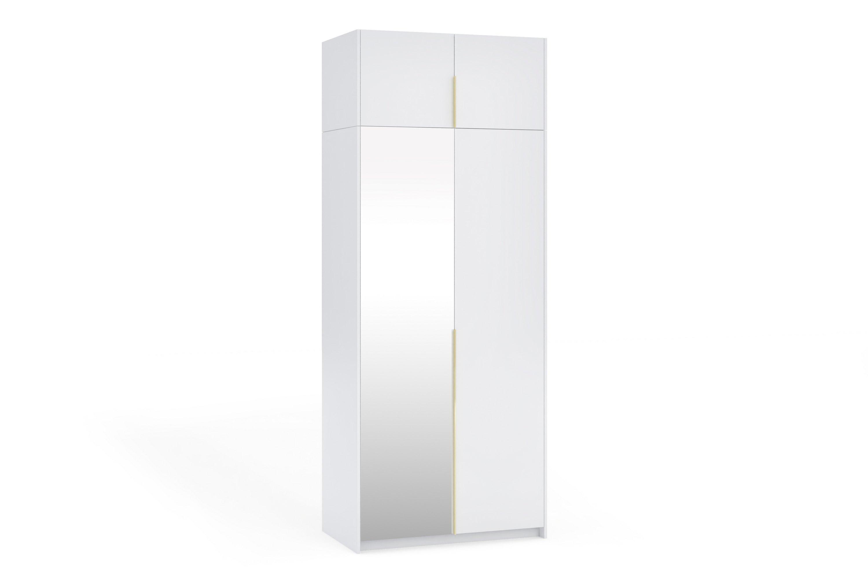 DREHTÜRENSCHRANK THALIA 100/250/58cm 2-türig mit Spiegel Weiß - Weiß, Holzwerkstoff (100/250/58cm) - MASSENO