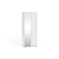 DREHTÜRENSCHRANK THALIA 100/250/58cm 2-türig mit Spiegel Weiß - Weiß, Holzwerkstoff (100/250/58cm) - MASSENO