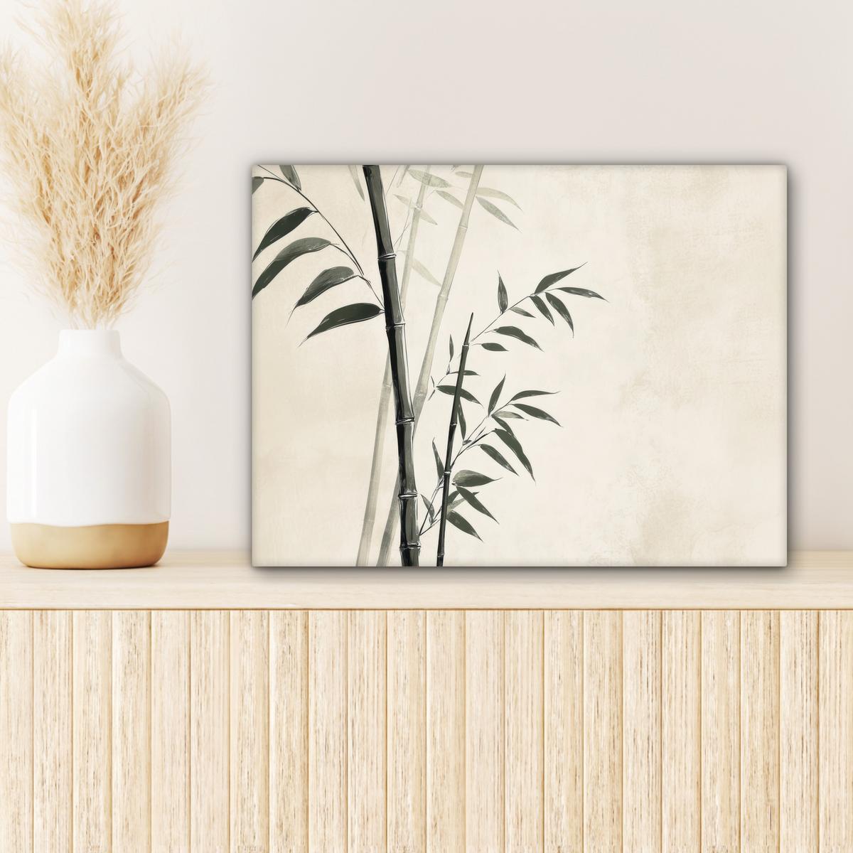 LEINWANDBILD Japandi - Bambus - Beige Wandbild 40x30 cm - Eukalyptusholzfarben, Textil (40/30cm) - MuchoWow