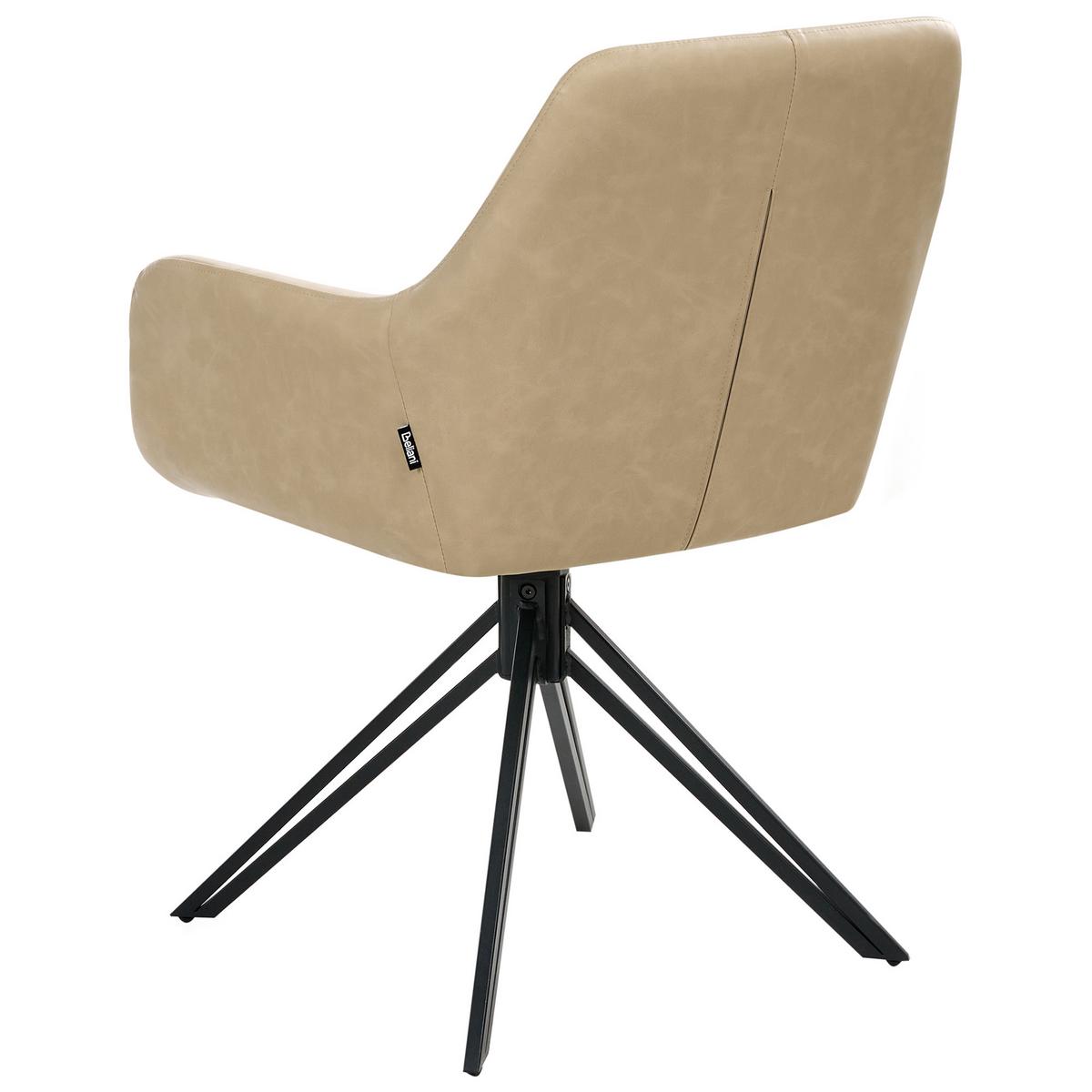 ESSZIMMERSTUHL 2er Set drehbar Kunstleder Beige Sansarc - Beige/Schwarz, Kunststoff/Metall (57/85/59cm) - Beliani