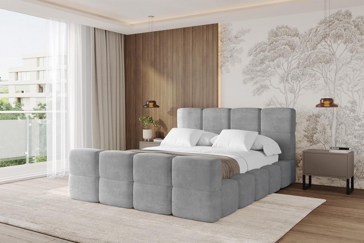 POLSTERBETT mit Bettkasten und Lattenrost, Bett mit Matratze H3/H4, Kopfteil, Boxbett, Doppelbett mit Stauraum - NATA-Z 120x200 Grau - Anthrazit, Holzwerkstoff/Textil (120/200cm) - ALTDECOR