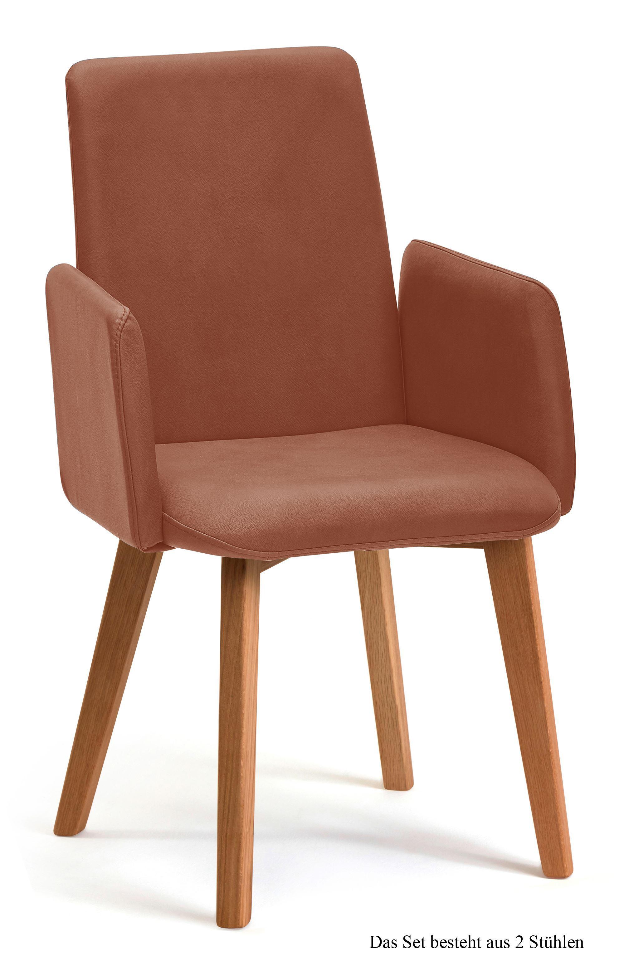 ARMLEHNSTUHL (2er-Set) Darcie 52x92x60 Eiche geölt/Cognac - Cognac/Eichefarben, Kunststoff (60/92/52cm) - 58aufmkessel