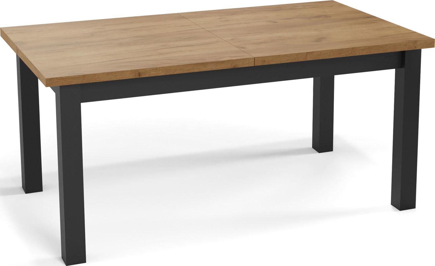 ESSTISCH Davidof rechteckig ausziehbar, Wotan Eiche 160-200/80/76 cm - Eiche Wotan/Schwarz, Holz/Holzwerkstoff (80/200/76cm) - WFL GROUP