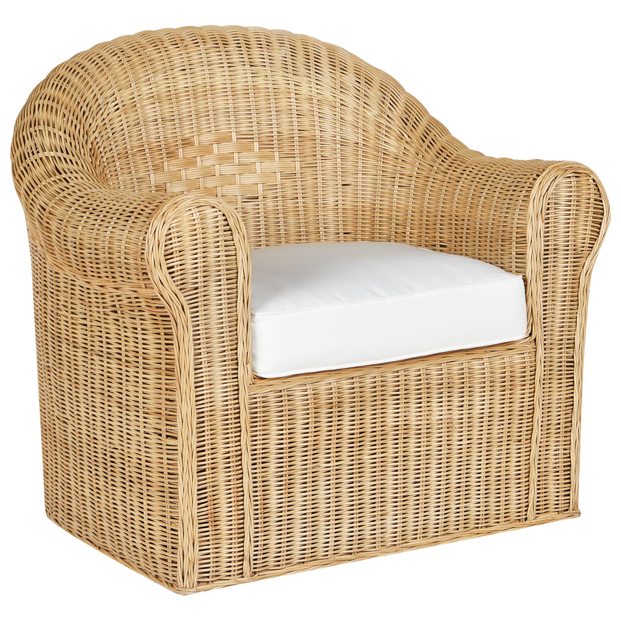GARTENSTUHL Rattan Natürlich Livadeia - Naturfarben/Weiß, Naturmaterialien (90/82/75cm) - Beliani