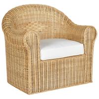 GARTENSTUHL Rattan Natürlich Livadeia - Naturfarben/Weiß, Naturmaterialien (90/82/75cm) - Beliani