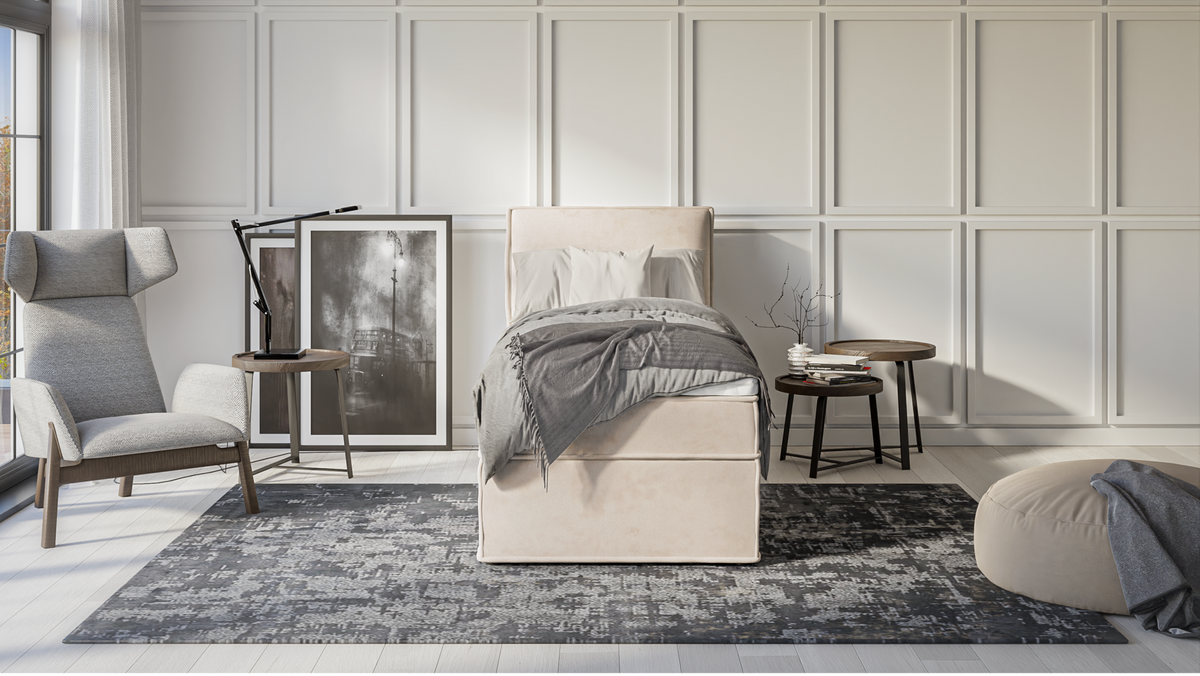 BOXBETT Eclipse 90/200 cm Beige Luxusmicrofaser - Beige/Schwarz, Holz/Kunststoff (90/200cm) - S-Style Möbel