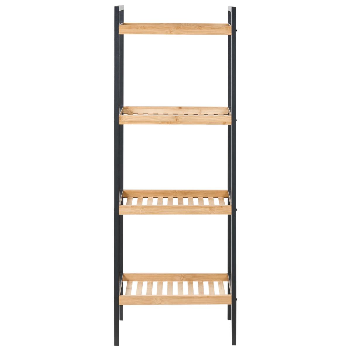 REGAL mit 4 Ebenen Bambus Hellbraun Tajzara - Hellbraun/Schwarz, Holz (40/109/30cm) - Beliani