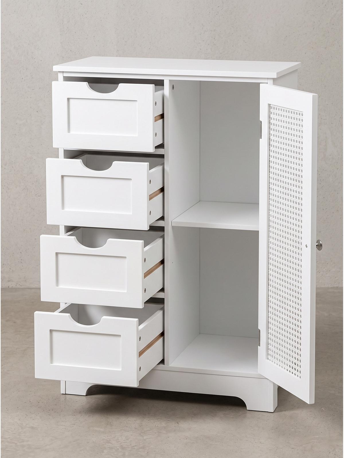 BADSCHRANK ADOUR, MDF, mit Stauraum, Weiß, 55 x 30 x 80 cm - Weiß, Holzwerkstoff/Metall (55/80/30cm) - KADIMA DESIGN