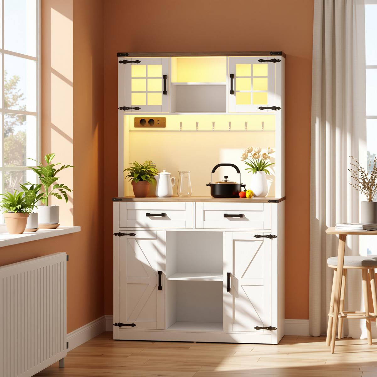 HIGHBOARD Barschrank & Küchenbuffet 100 cm in Weiß/Eiche - Weiß, Holzwerkstoff (100/172/40cm) - Urban Meuble