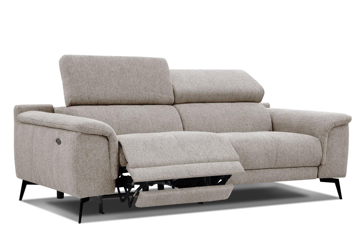 RELAXSOFA FIERO 3-Sitzer mit 1 Relaxfunktion, taupe - Taupe/Schwarz, Holzwerkstoff/Textil (212/82/103cm) - Wozimo