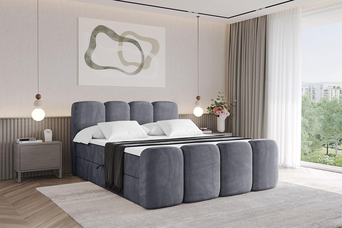 BOXBETT mit Matratze H4 und Lattenrost - NINA-Z - 120x200 cm - Dunkelgrau - Dunkelgrau, Holzwerkstoff (120/200cm)