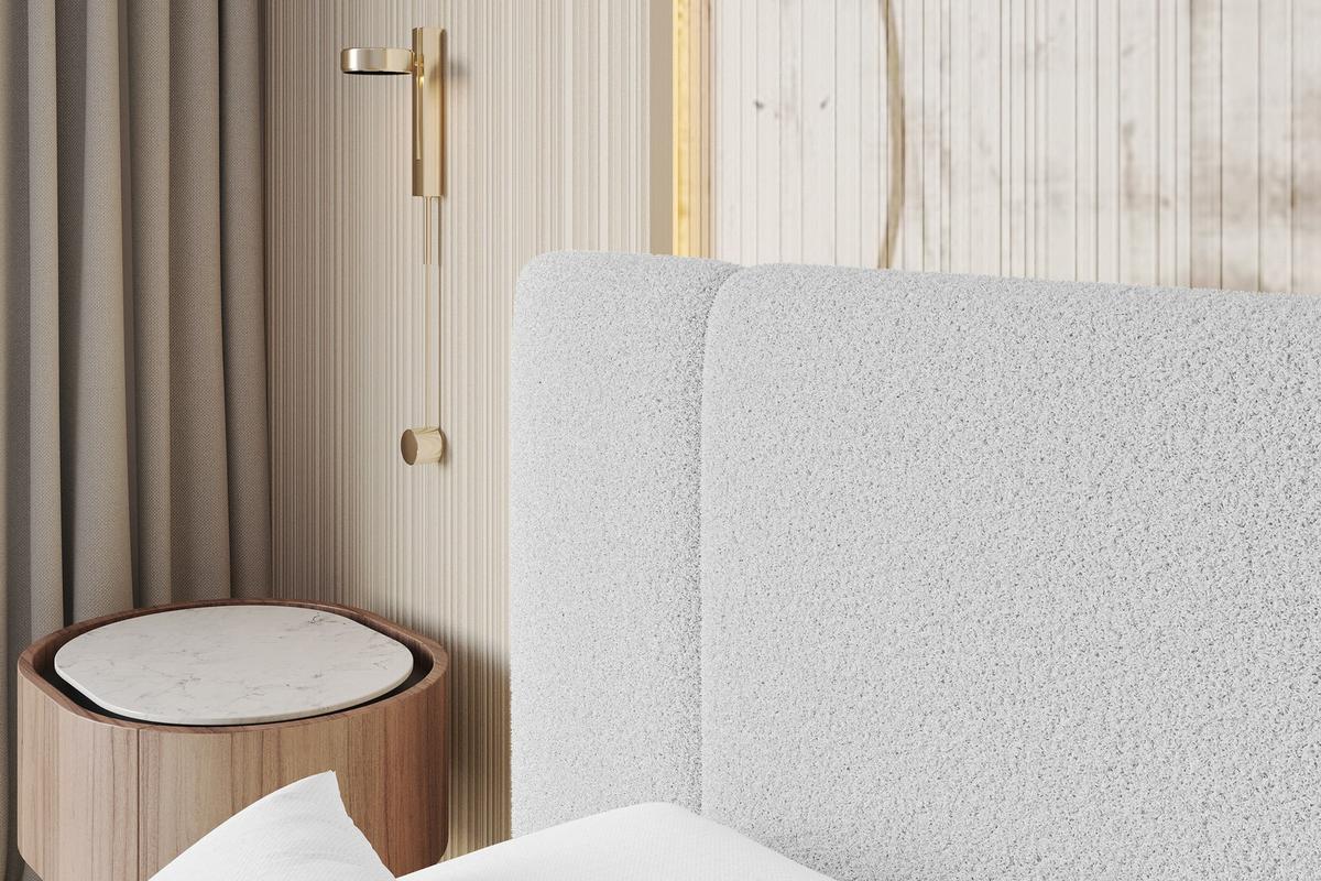 POLSTERBETT mit Bettkasten, Fußteil und Lattenrost, Bett mit Matratze H3/H4 - TEVO-Z 140x200 Hellgrau - Taupe, Holzwerkstoff/Textil (140/200cm) - ALTDECOR
