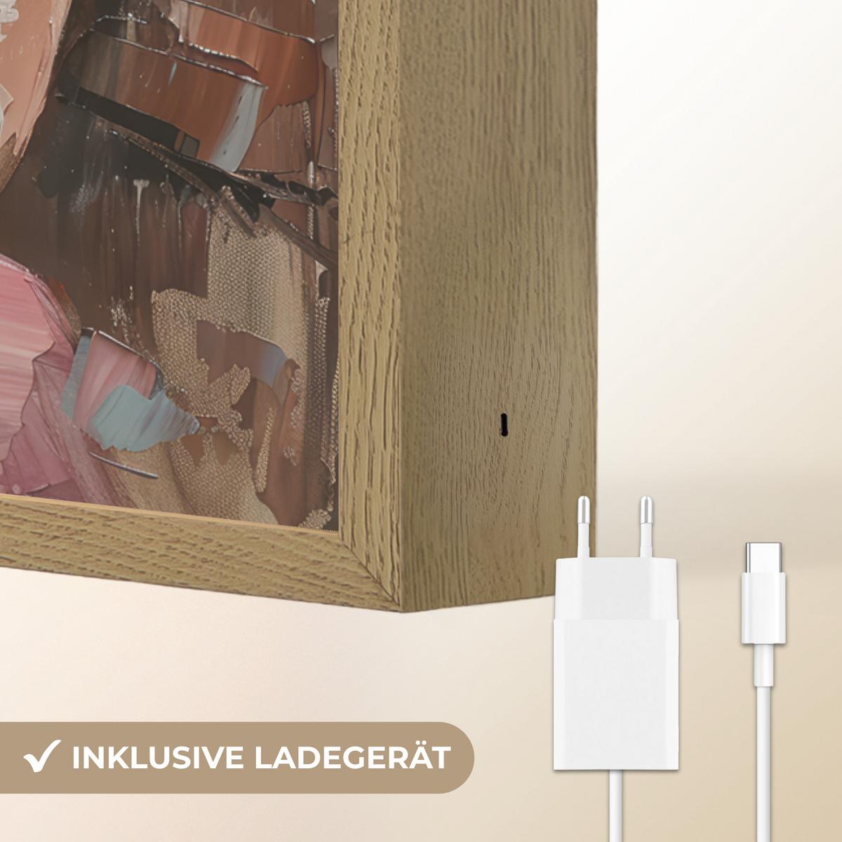 WANDLEUCHTE MIT AKKU Frau - Lackierung - Porträt - Modern 40x60 cm - Braun, Holzwerkstoff (40/60/8cm) - OnlyWow