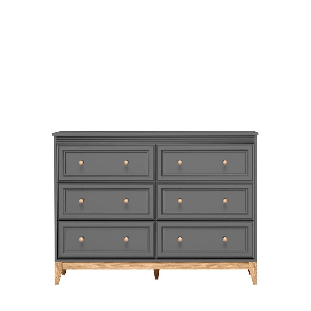 KOMMODE SUOLO 135,5/100/40,5cm mit 6 Schubladen Türen Grau - Grau, Holzwerkstoff (135.5/100/40.5cm) - MASSENO