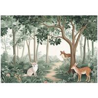 FOTOTAPETE Kinderzimmer Wald Tiere Vlies Tapete 300x210 - Multicolor, Papier (300/210cm) - Wallarena