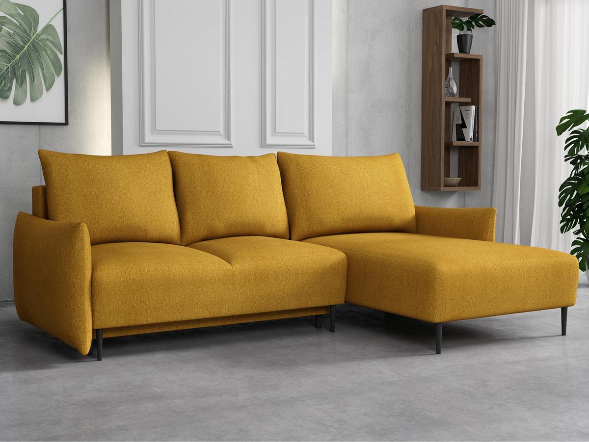 ECKSOFA Santi L - Gelb/Schwarz, Holz/Textil (240/160cm) - MIRJAN24