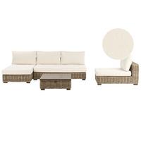 LOUNGE-SET 4-Sitzer Weiß Varallo - Weiß/Grau, Naturmaterialien - Beliani