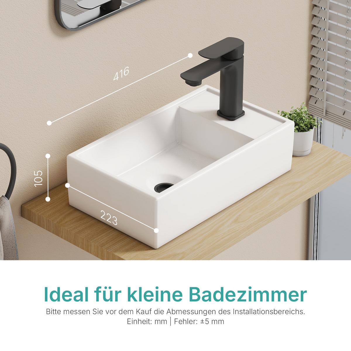 WASCHBECKEN Keramik Aufsatzbecken 41,6/22,3 cm - Weiß, Keramik (41/10/22cm) - EMKE