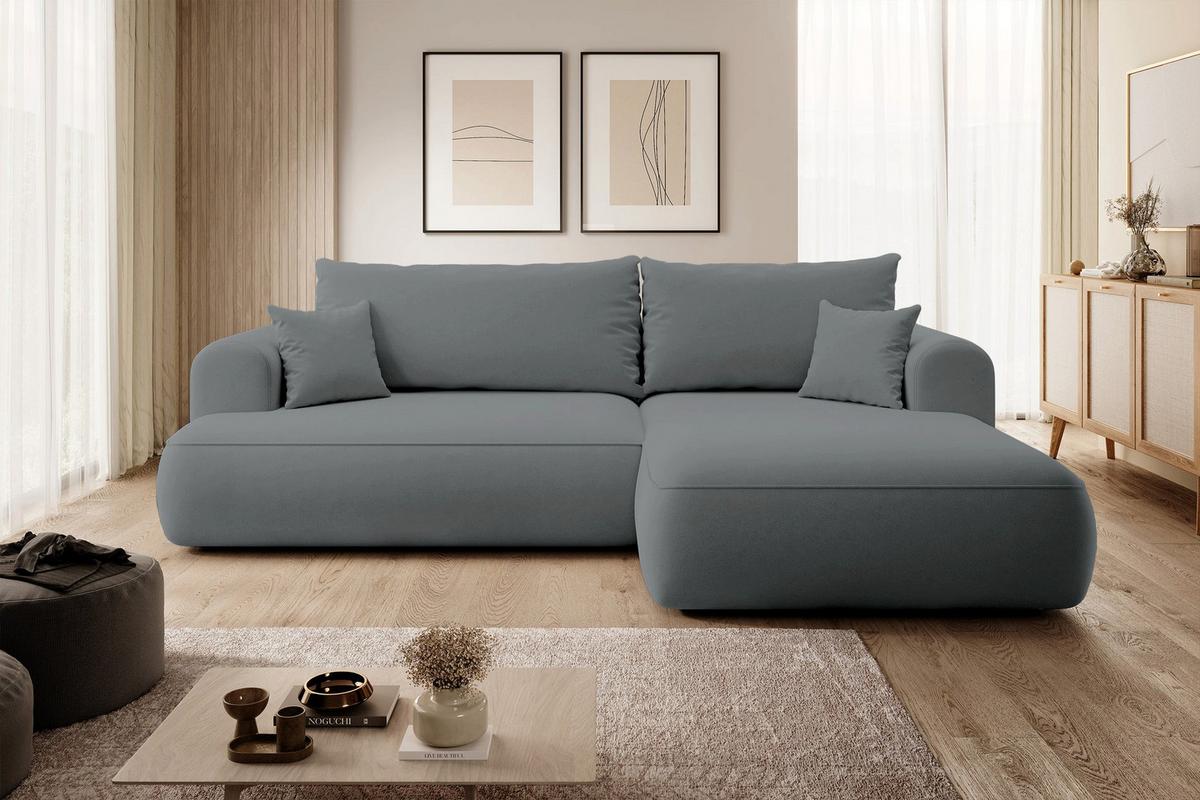 ECKSOFA Ovo Dunkelgrau Samt - Dunkelgrau/Schwarz, Kunststoff/Textil (165/260cm) - Selsey