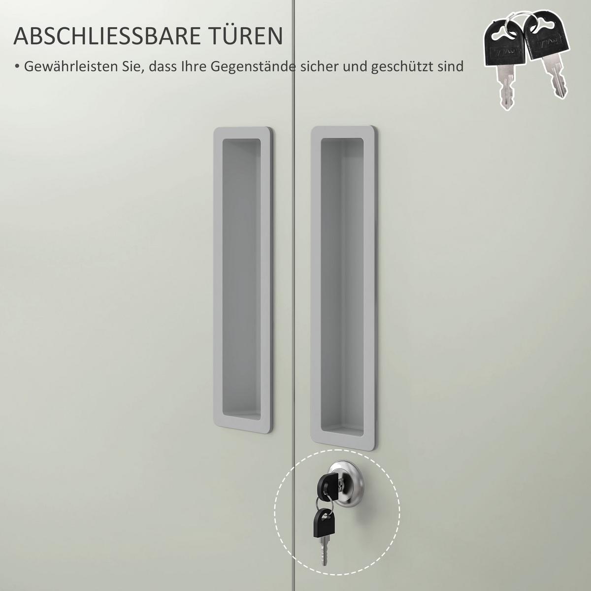 AKTENSCHRANK, Büroschrank mit 2 Türen, verstellbarer Ablage für Arbeitszimmer - Weiß, Metall (40/180/80cm) - HOMCOM