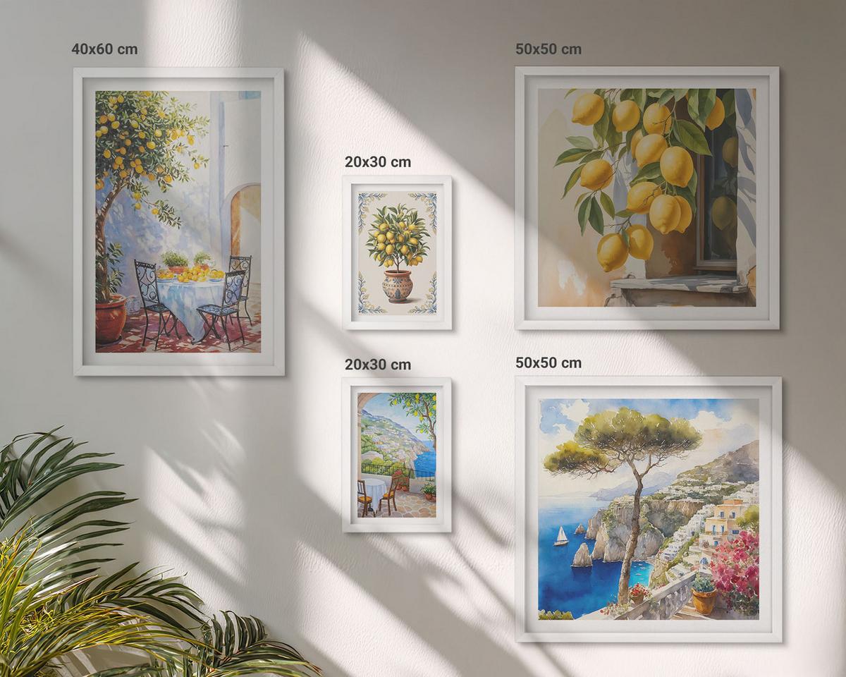 BILDER SET 5er Set - 50x50 cm & 20x30 cm & 40x60 cm Weißer Rahmen - Abstrakte Kranichberge - Weiß, Kunststoff (40/60cm) - TULUP