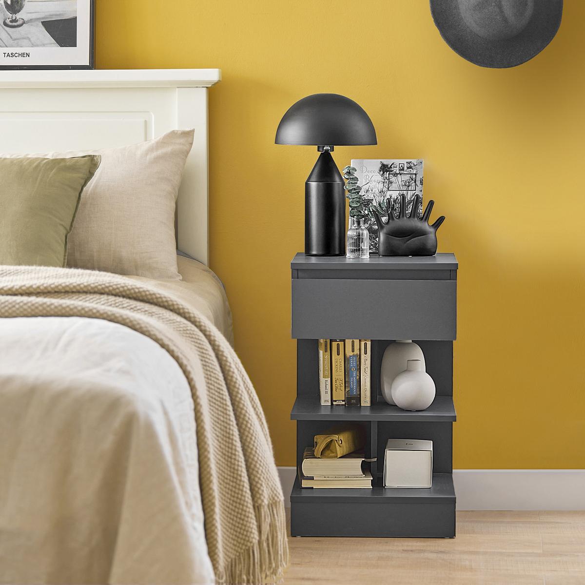 NACHTTISCH Grau - Hellgrau, Holzwerkstoff (39/65/39cm) - SoBuy