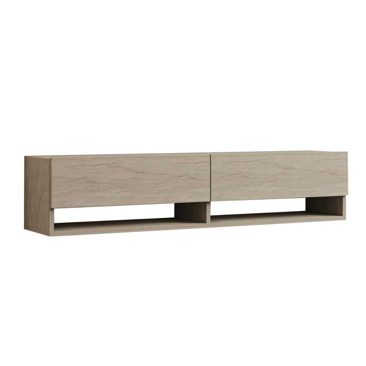 TV-MÖBEL mit 2 klapptüren travertin-dekor arges 30/31/141 cm - Beige, Holzwerkstoff (35/31/30cm) - Calicosy
