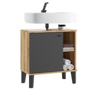 WASCHBECKENUNTERSCHRANK grau, Evoke Eiche, Badezimmer Unterschrank, 60 cm - Eichefarben/Schwarz, Holzwerkstoff/Kunststoff (60/65/33cm) - Furn.Design