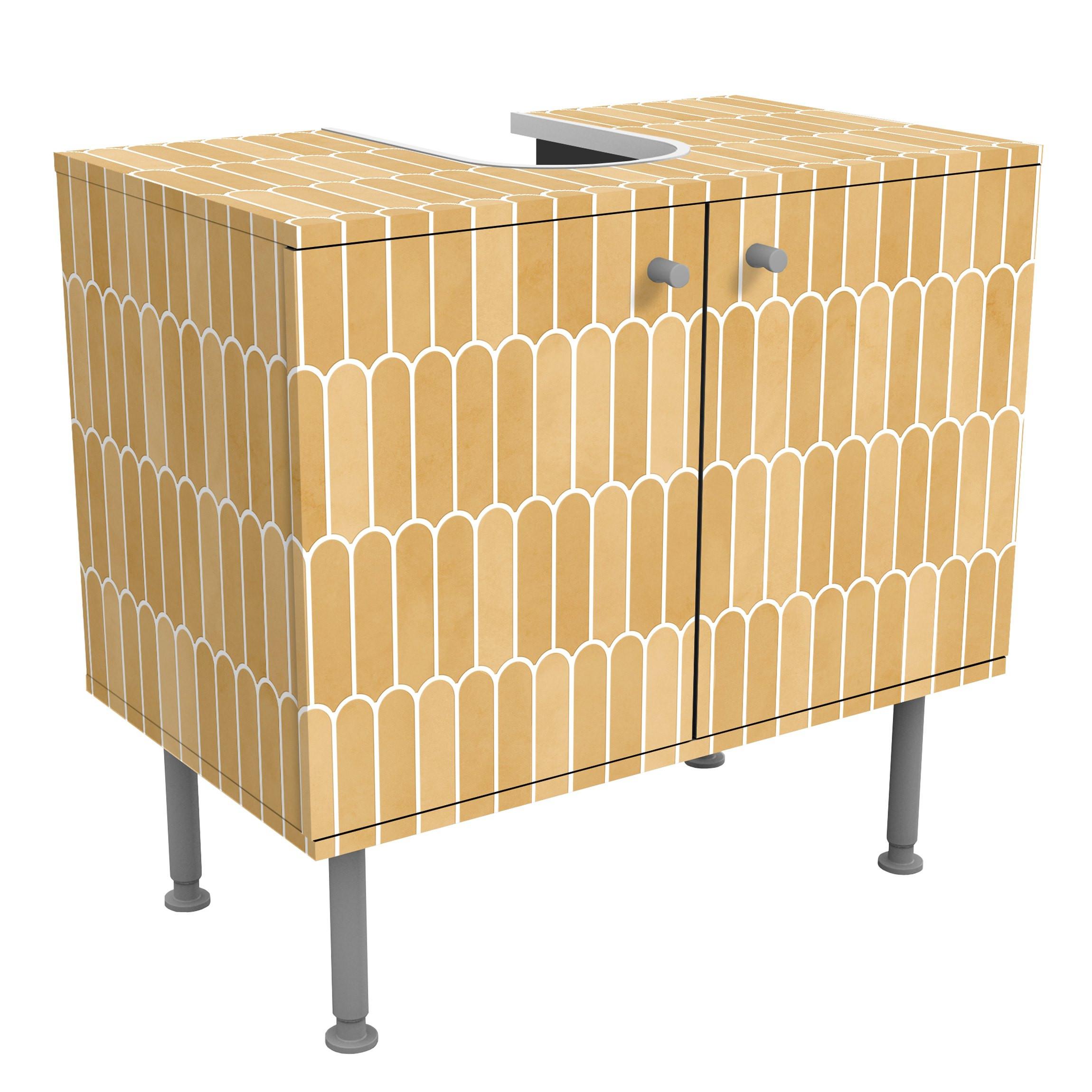 WASCHBECKENUNTERSCHRANK Fischschuppen Fliesen Gelb 60/55/35 cm - Gelb, Holzwerkstoff (60/55/35cm) - Bilderwelten