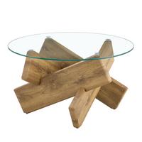 COUCHTISCH glas holzoptik kreuzgestell design - Wildeiche, Holzwerkstoff (79/79/45cm) - Urban Meuble