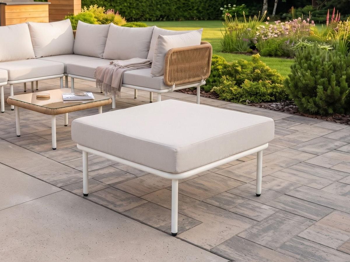 OTTOMANE Hellbeige Baucina - Beige/Weiß, Metall (61/39/61cm) - Beliani