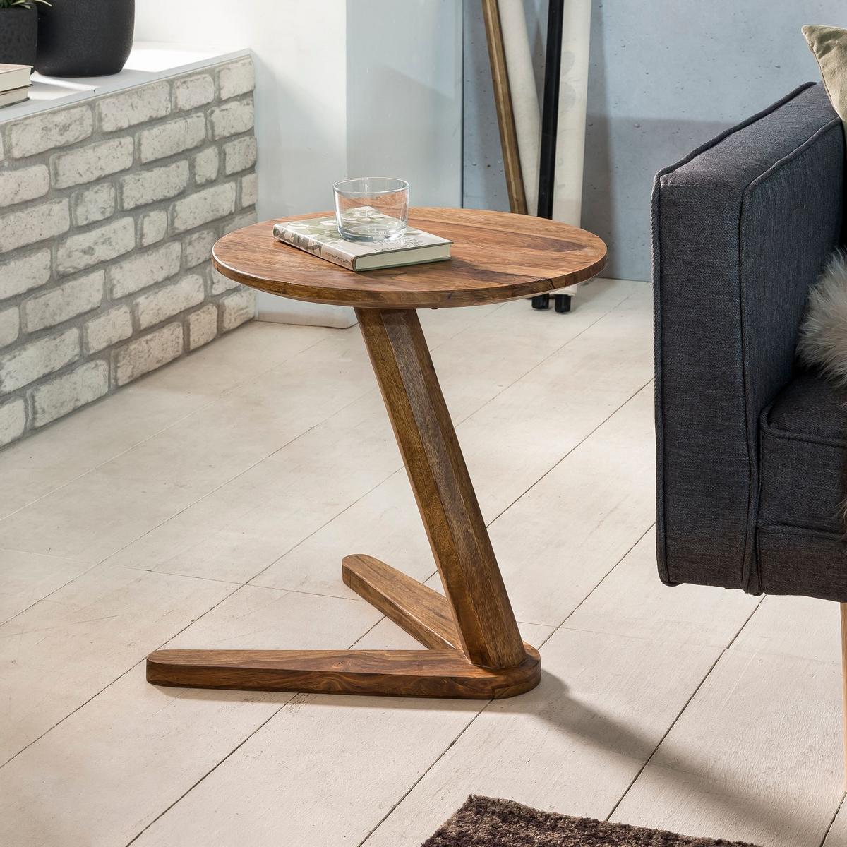 BEISTELLTISCH – Rund Massivholz Natur 45x45 cm Landhaus - Braun, Holz (45/45/50cm) - KADIMA DESIGN