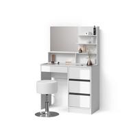 SCHMINKTISCH Imola Weiß 90 cm mit Hocker - Weiß, Holzwerkstoff (90/75/40cm) - Livinity®