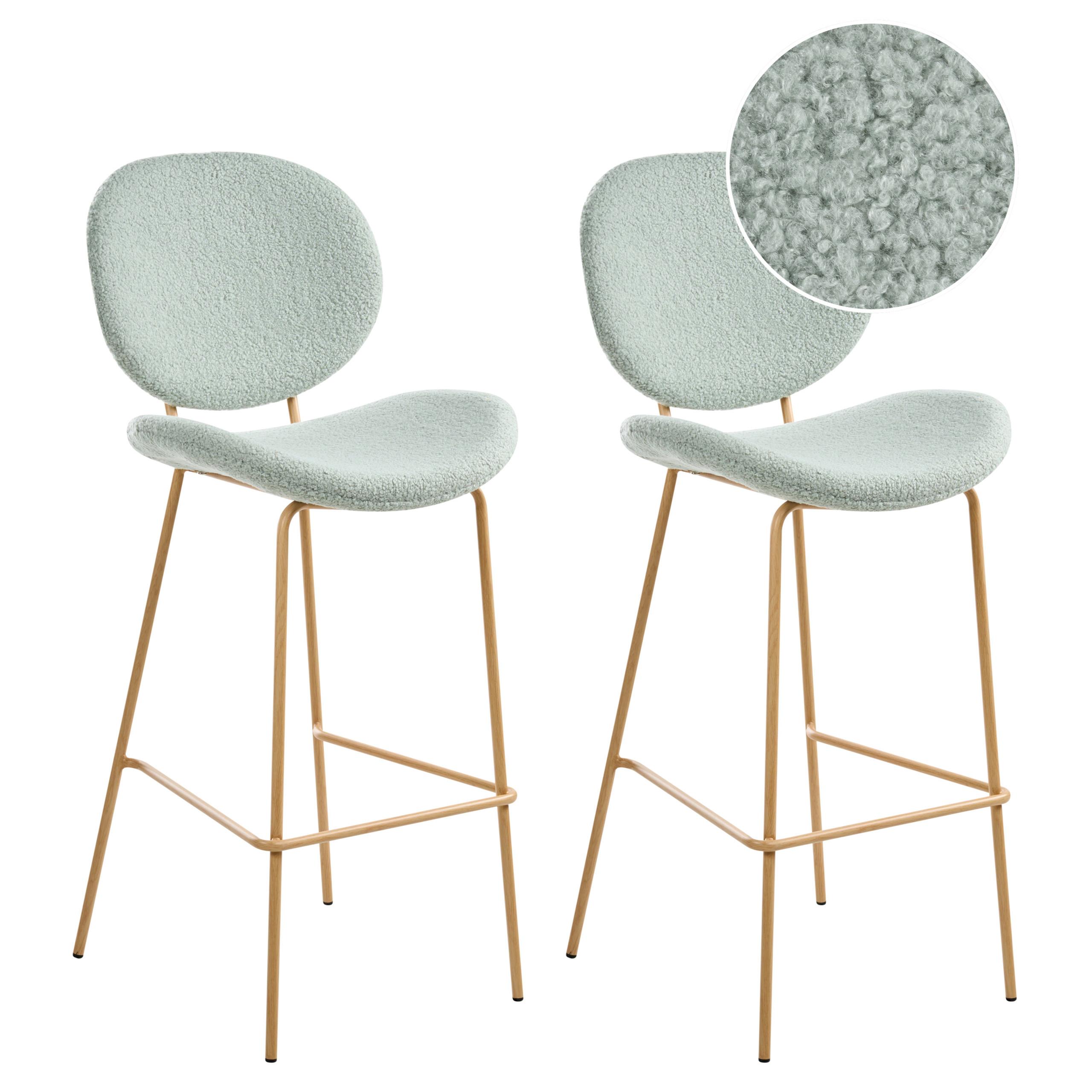 BARHOCKER 2er-Set Hellbraun/Hellgrün Luana - Hellbraun/Hellgrün, Textil (52/116/48cm) - Beliani