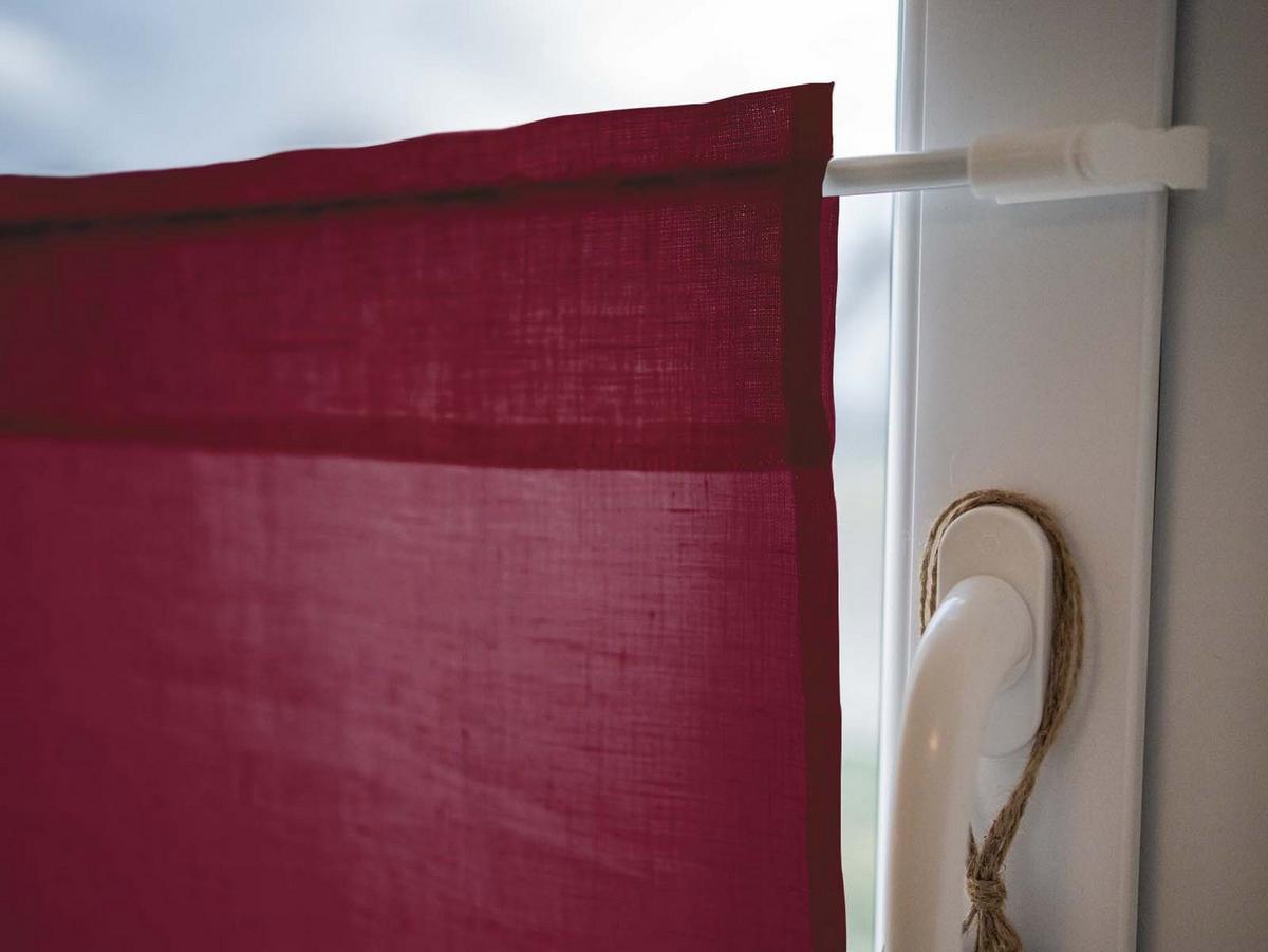 SCHEIBENGARDINE reines Leinen rose-de provence 85/45 cm - Dunkelrot, Naturmaterialien (45/85cm) - beties Heimtextil