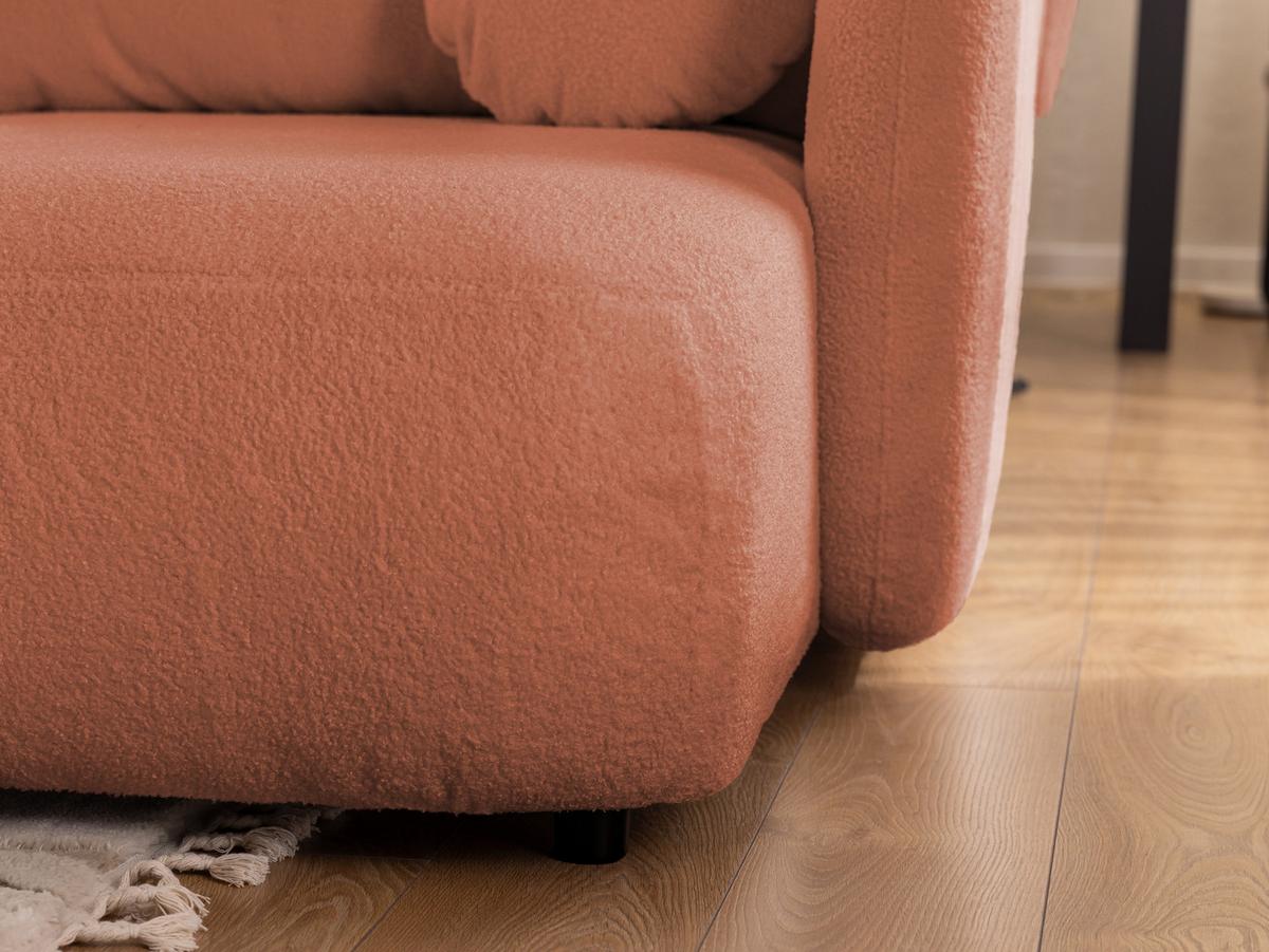 ECKSOFA Candy mit Schlaffunktion Terrakotta Bouclé-Stoff - Ottomane rechts - Rostfarben/Terracotta, Holz/Kunststoff (146/230cm) - S-Style Möbel