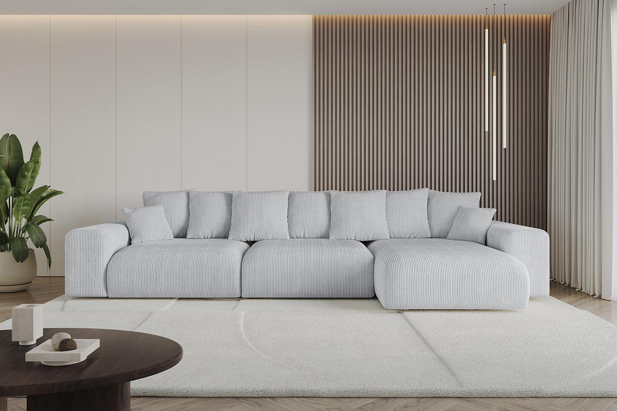 ECKSOFA Ottomane rechts ESKAR-L2 364x176x72 Grau Cord - Schwarz/Grau, Holzwerkstoff/Kunststoff (176/364cm) - ALTDECOR