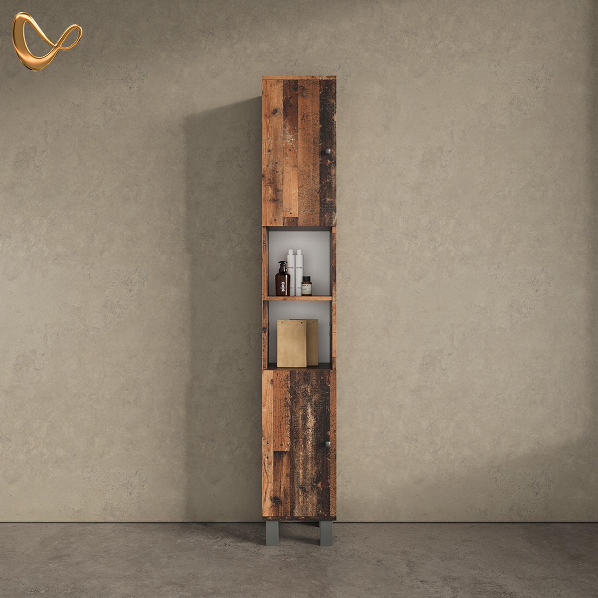 BADSCHRANK Fucino Eiche rustikal 30 x 190 cm - Wildeiche, Holzwerkstoff (30/190/30cm) - Livinity®